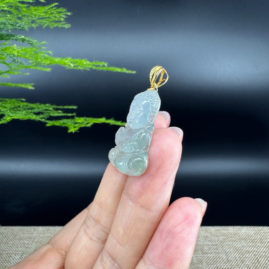Burmese Icy Jadeite Jade Happy Baby Buddha Pendant
