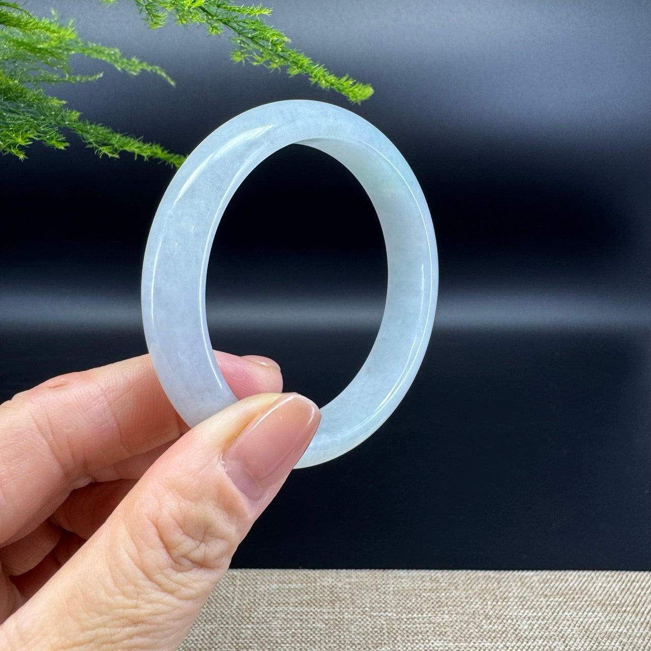 Genuine Burmese Icy Green Jade Jadeite Bangle Bracelet ( 55.6mm )