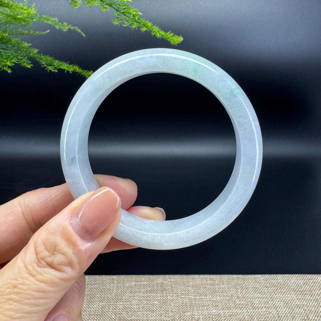 Genuine Burmese Icy Green Jade Jadeite Bangle Bracelet ( 55.6mm )