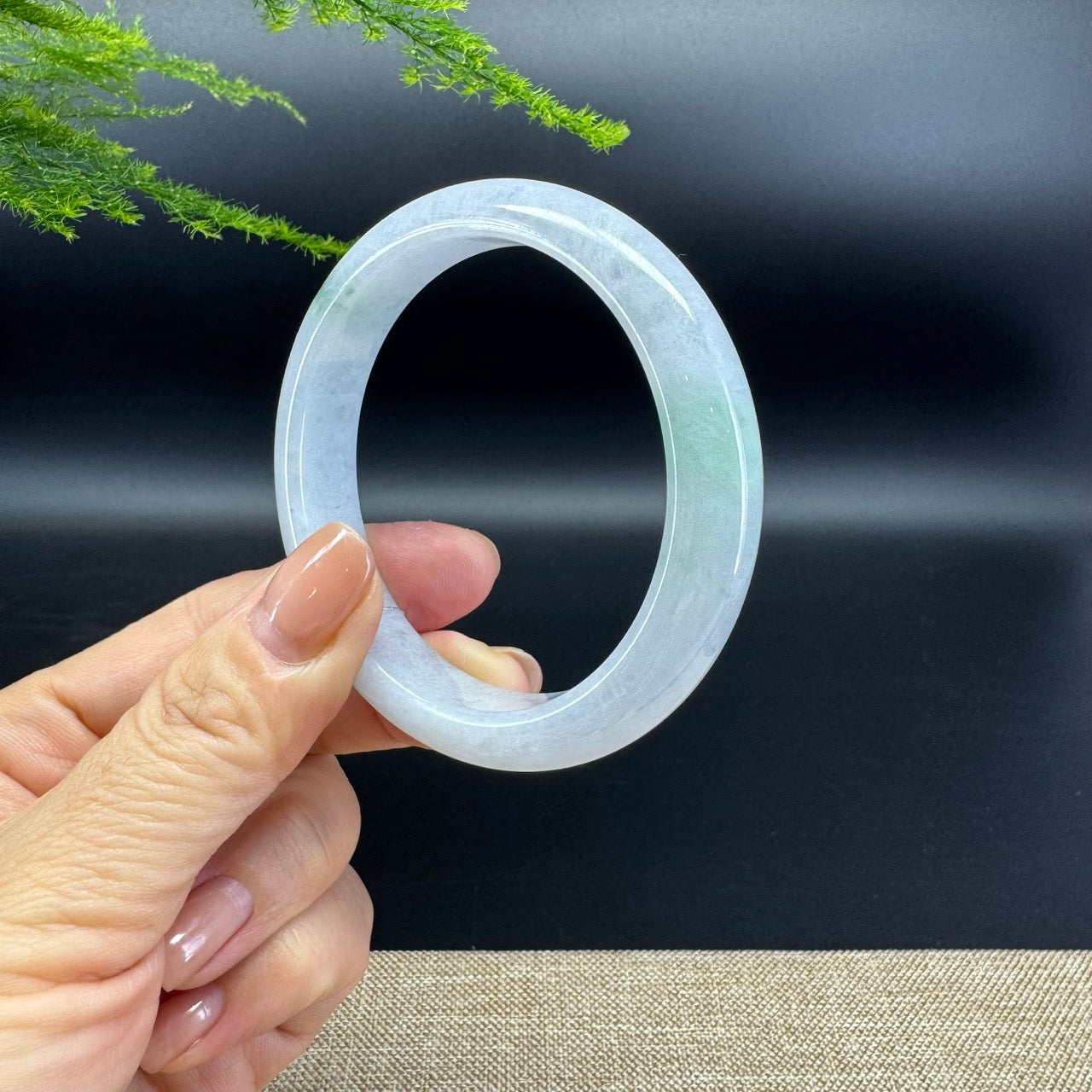 Genuine Burmese Lavender Green Jade Jadeite Bangle Bracelet ( 55.5mm )