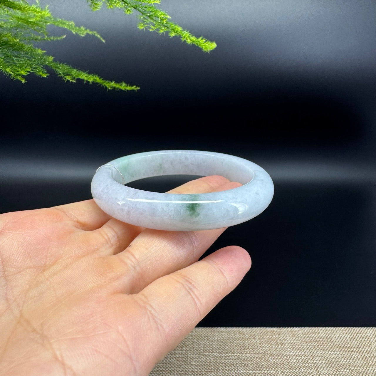 Genuine Burmese Lavender Green Jade Jadeite Bangle Bracelet ( 55.5mm )