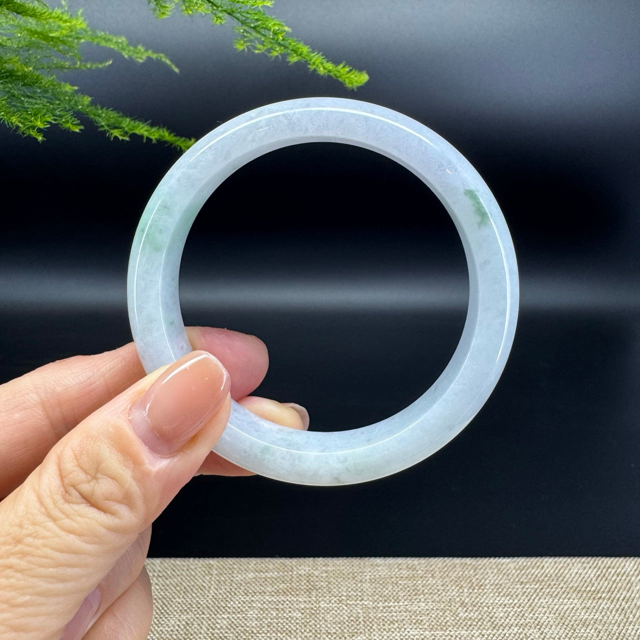 Genuine Burmese Lavender Green Jade Jadeite Bangle Bracelet ( 55.5mm )