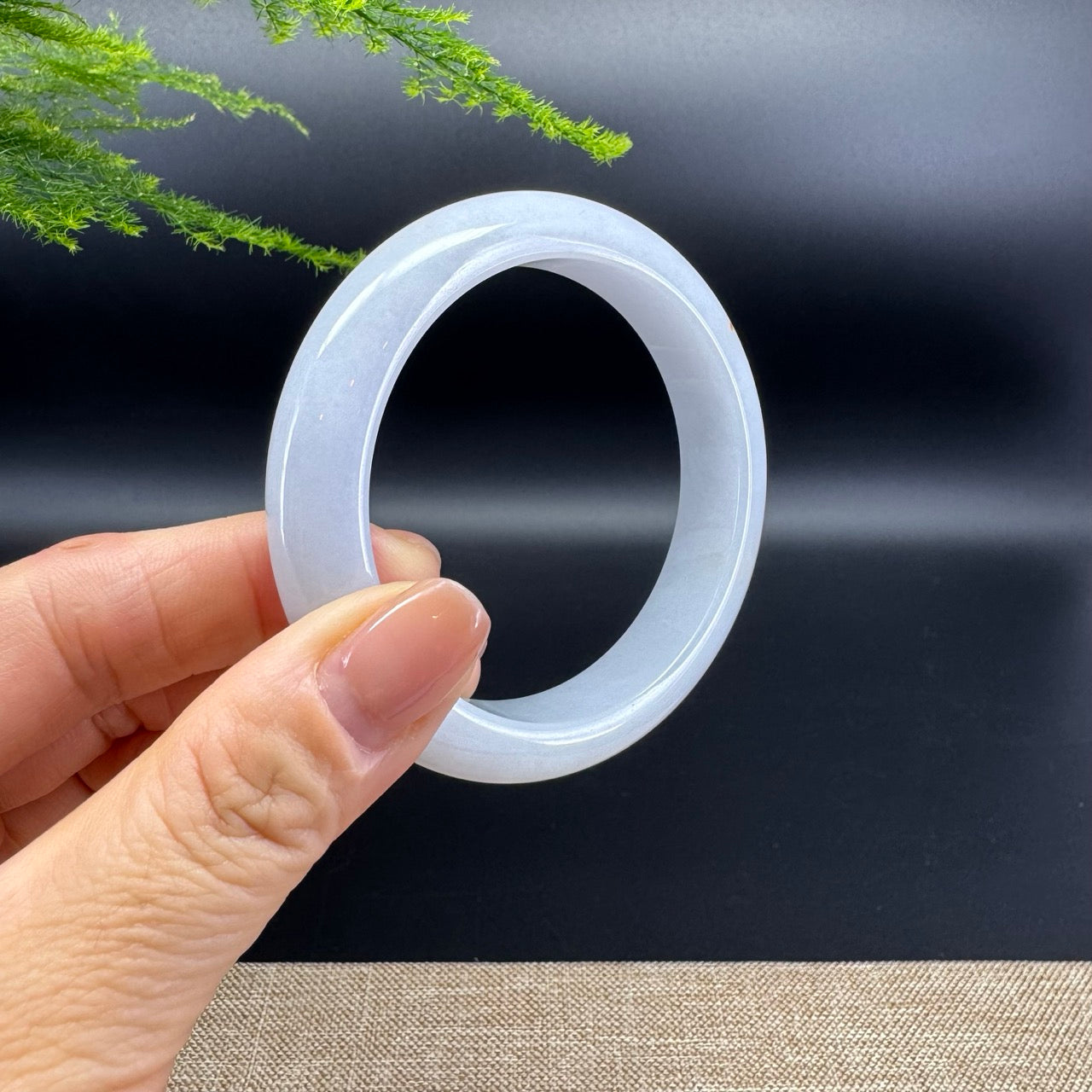 Genuine Burmese Icy Lavender Green Jade Jadeite Bangle Bracelet ( 55.4mm )