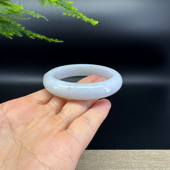 Genuine Burmese Icy Lavender Green Jade Jadeite Bangle Bracelet ( 55.4mm )