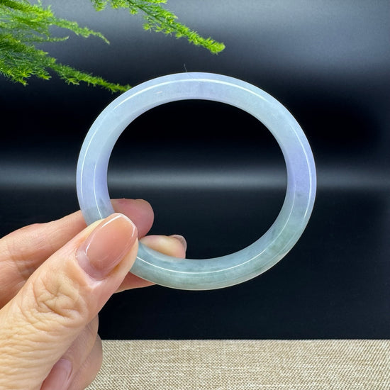 Genuine Burmese Lavender Green Jade Jadeite Bangle Bracelet ( 55.3*48.3mm )