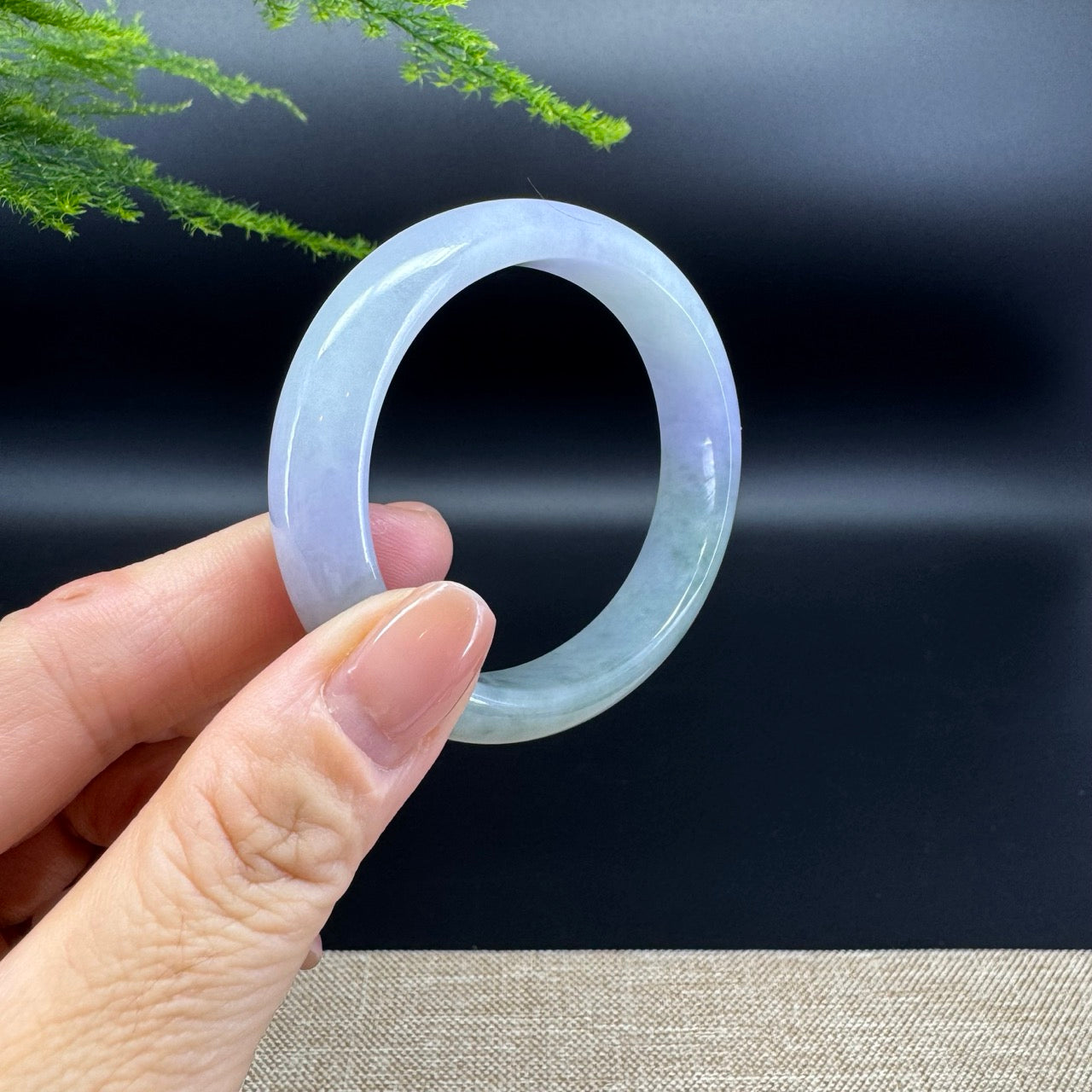 Genuine Burmese Lavender Green Jade Jadeite Bangle Bracelet ( 55.3*48.3mm )