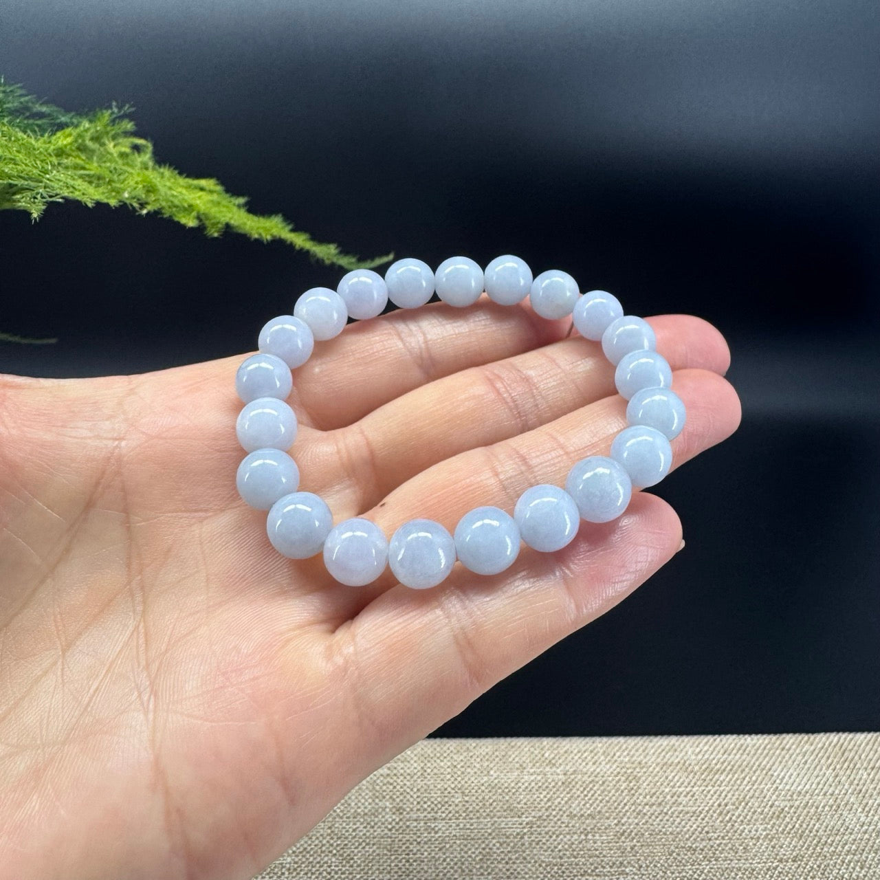 Natural Jadeite Jade Round Lavender Beads Bracelet ( 9 mm )
