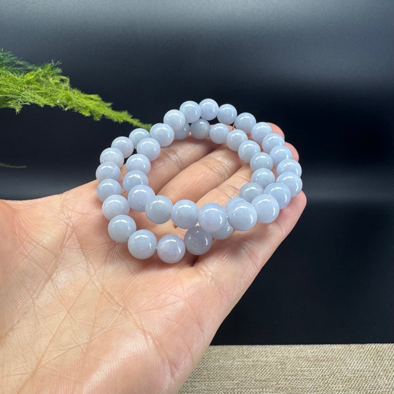 Natural Jadeite Jade Round Lavender Beads Bracelet ( 9 mm )