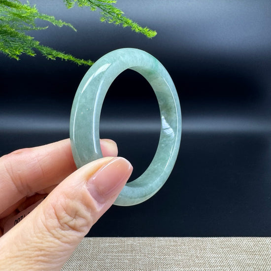 Genuine Burmese Oil Green Jade Jadeite Bangle Bracelet ( 55.8mm )