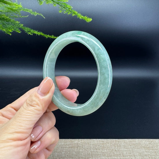 Genuine Burmese Oil Green Jade Jadeite Bangle Bracelet ( 55.8mm )