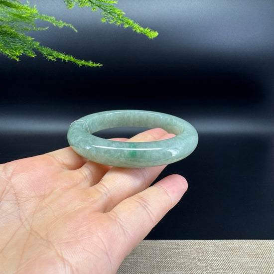 Genuine Burmese Oil Green Jade Jadeite Bangle Bracelet ( 55.8mm )