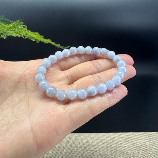 Natural Jadeite Jade Round Lavender Beads Bracelet ( 7.3 mm )