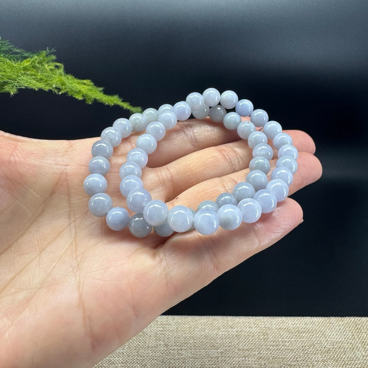 Natural Jadeite Jade Round Lavender Beads Bracelet ( 7.3 mm )