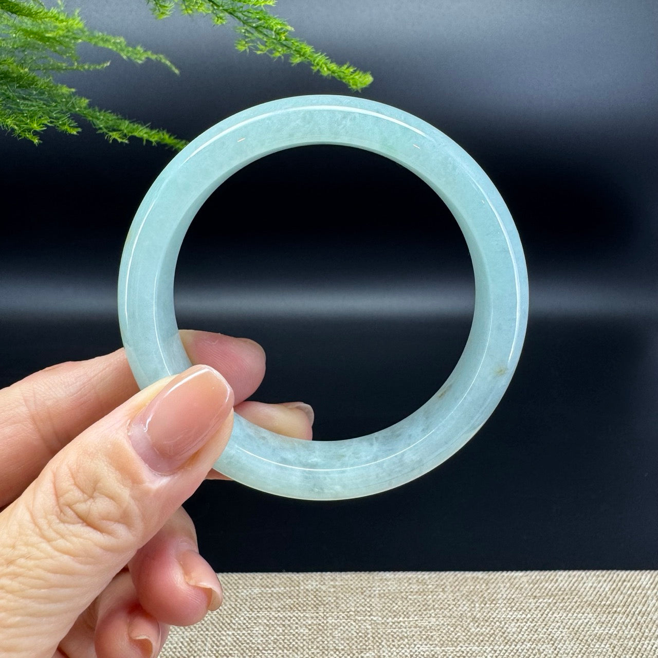 Genuine Burmese Icy Green Jade Jadeite Bangle Bracelet ( 55.9mm )