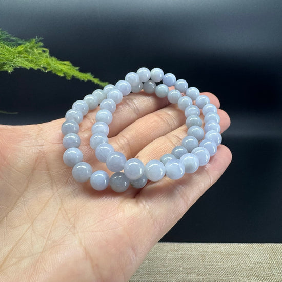Natural Jadeite Jade Round Lavender Beads Bracelet ( 7.3 mm )