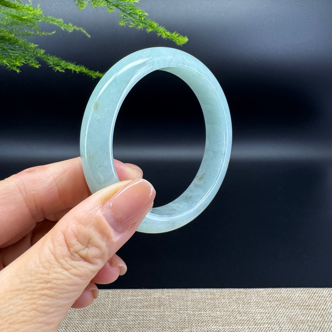 Genuine Burmese Icy Green Jade Jadeite Bangle Bracelet ( 55.9mm )