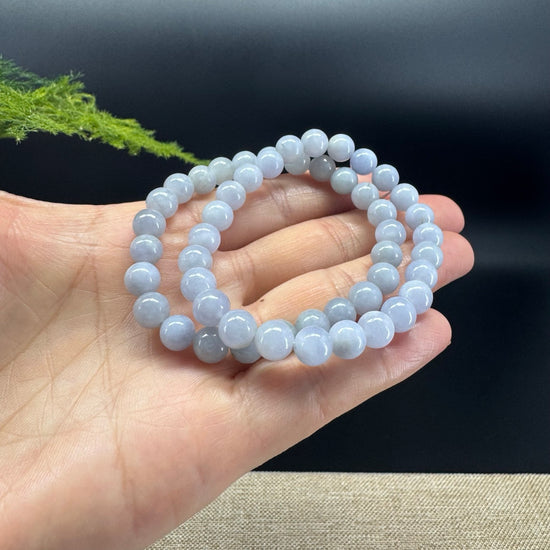 Natural Jadeite Jade Round Lavender Beads Bracelet ( 7.3 mm )