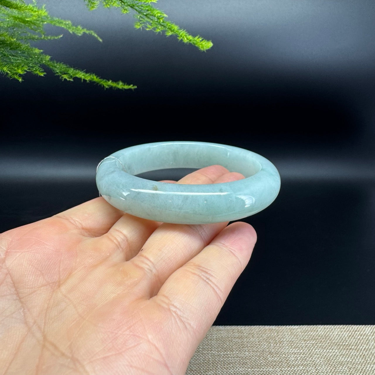 Genuine Burmese Icy Green Jade Jadeite Bangle Bracelet ( 55.9mm )