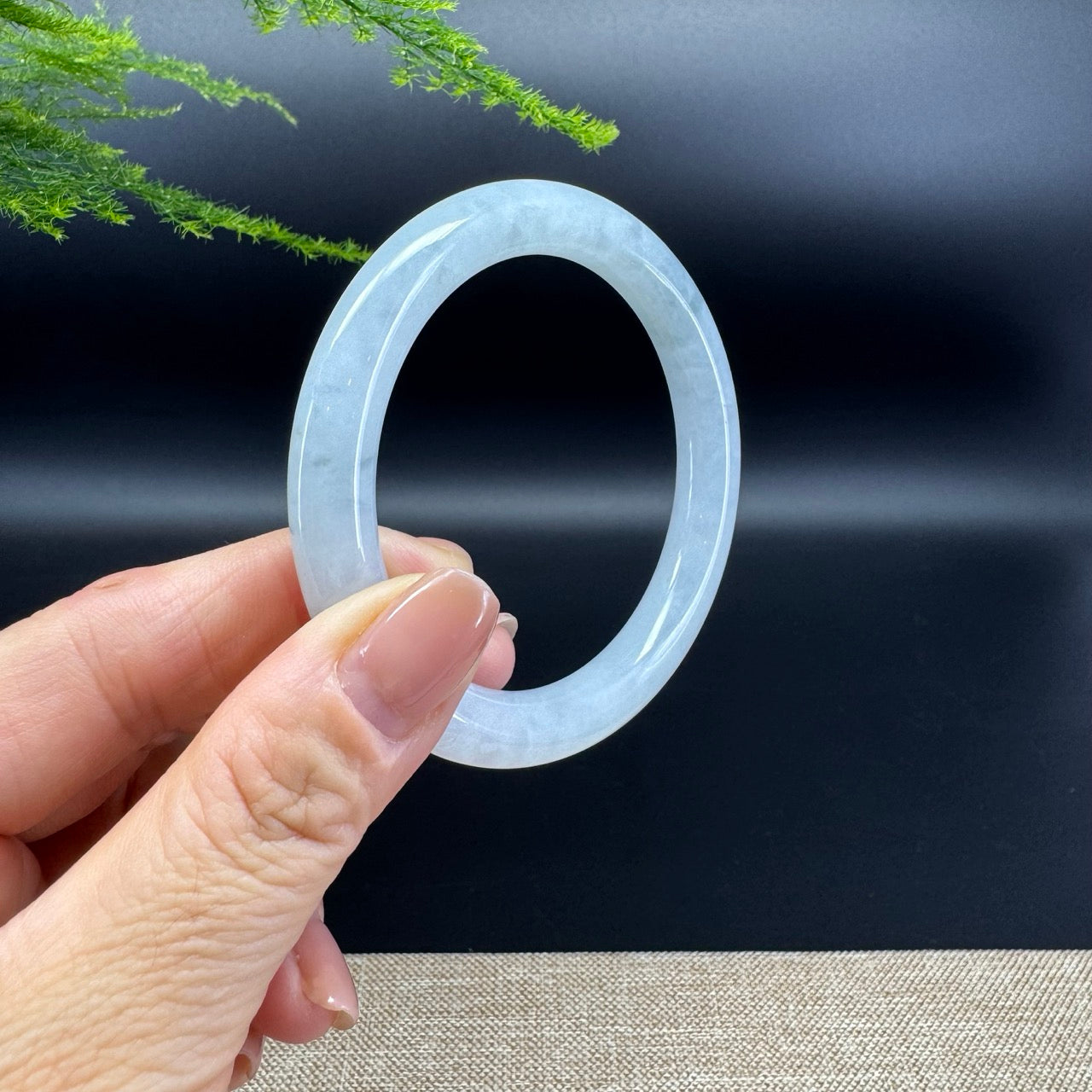 Genuine Burmese Icy Green Jade Jadeite Bangle Bracelet ( 55.5mm )