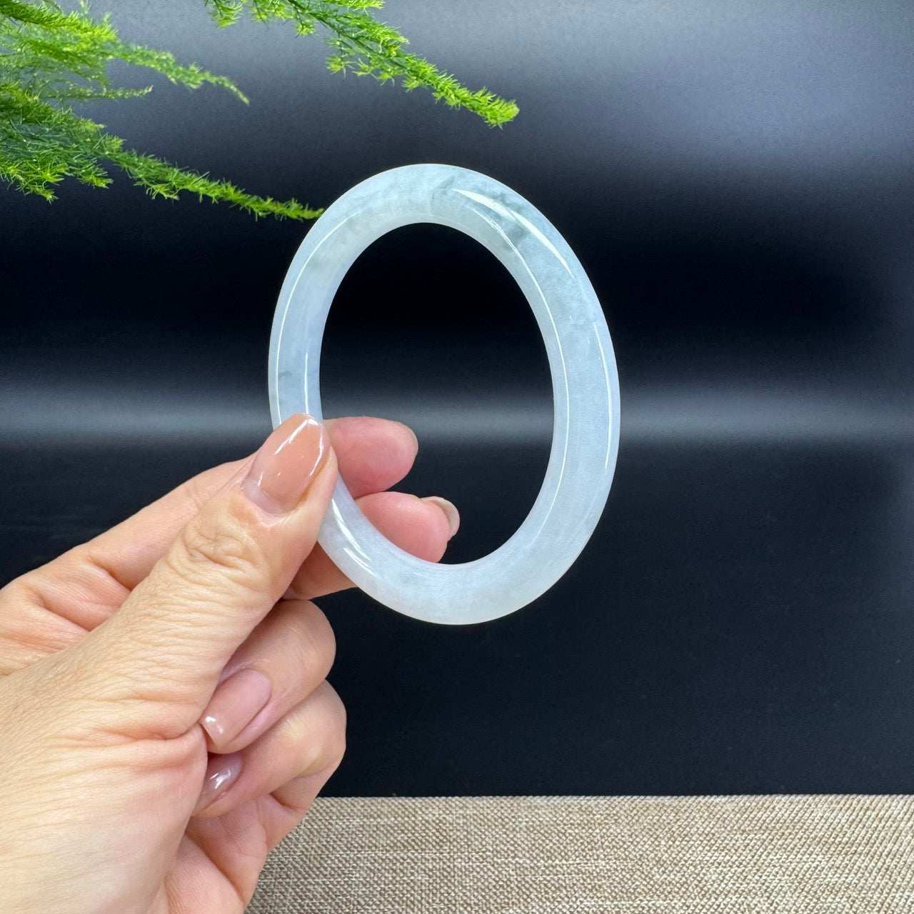 Genuine Burmese Icy Green Jade Jadeite Bangle Bracelet ( 55.5mm )