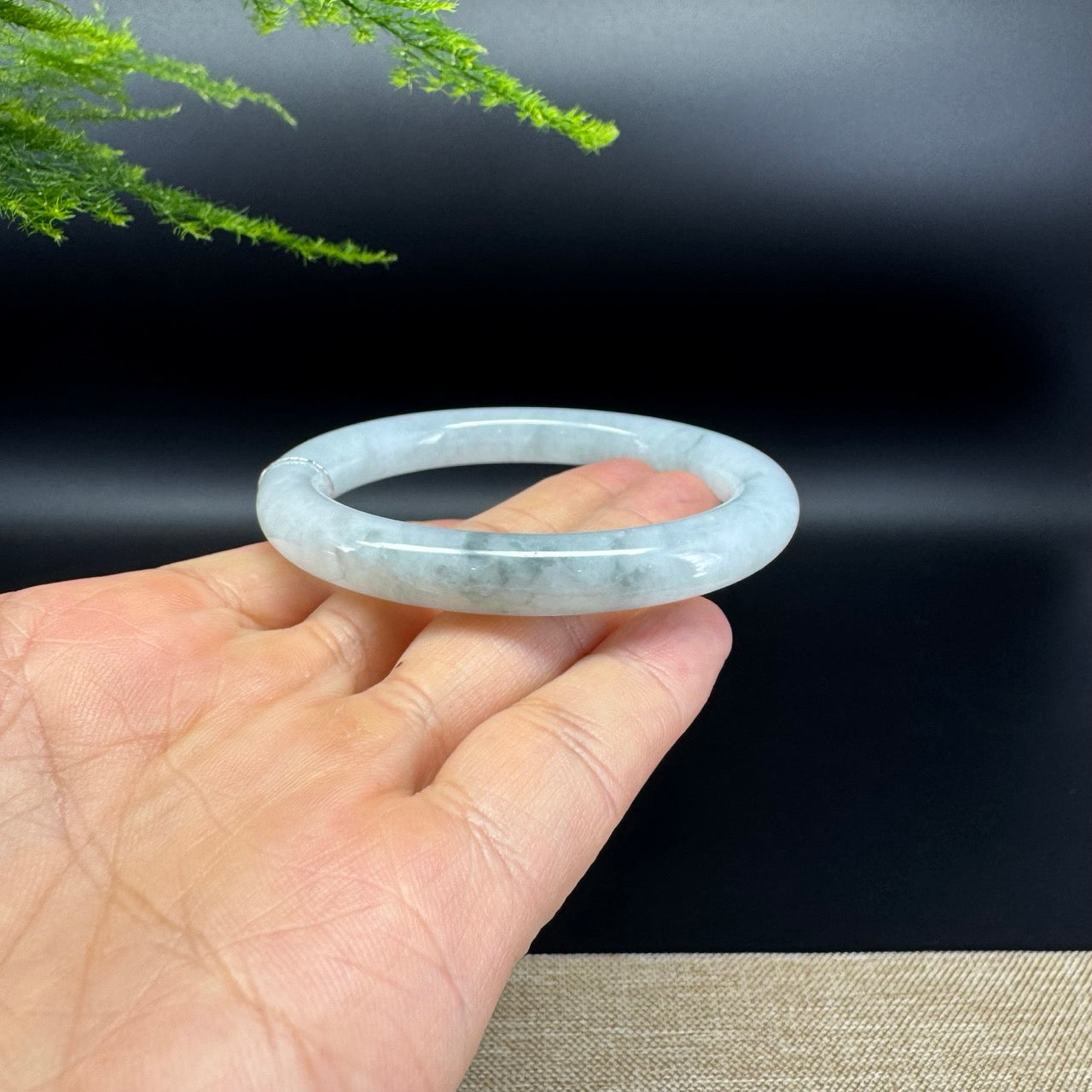 Genuine Burmese Icy Green Jade Jadeite Bangle Bracelet ( 55.5mm )