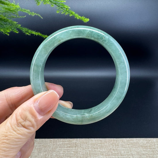 Genuine Burmese Oil Green Jade Jadeite Bangle Bracelet ( 55.5mm )