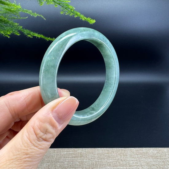 Genuine Burmese Oil Green Jade Jadeite Bangle Bracelet ( 55.5mm )