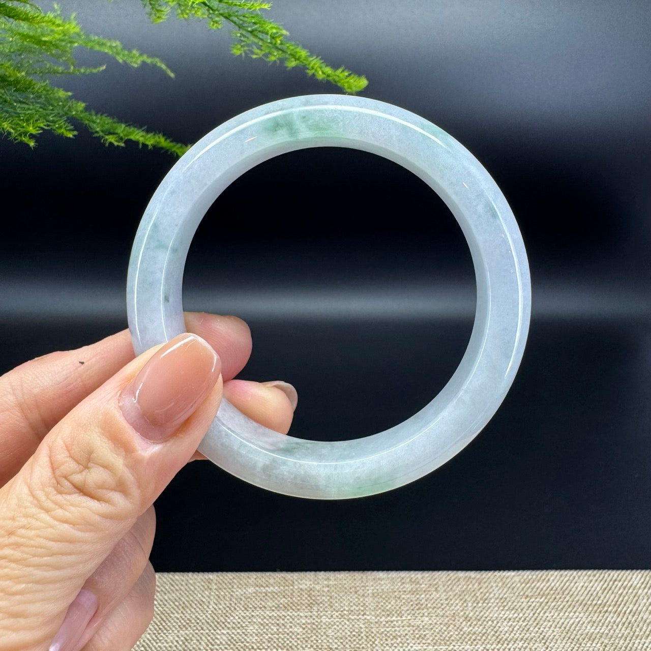 Genuine Burmese Lavender Green Jade Jadeite Bangle Bracelet ( 55.7mm )