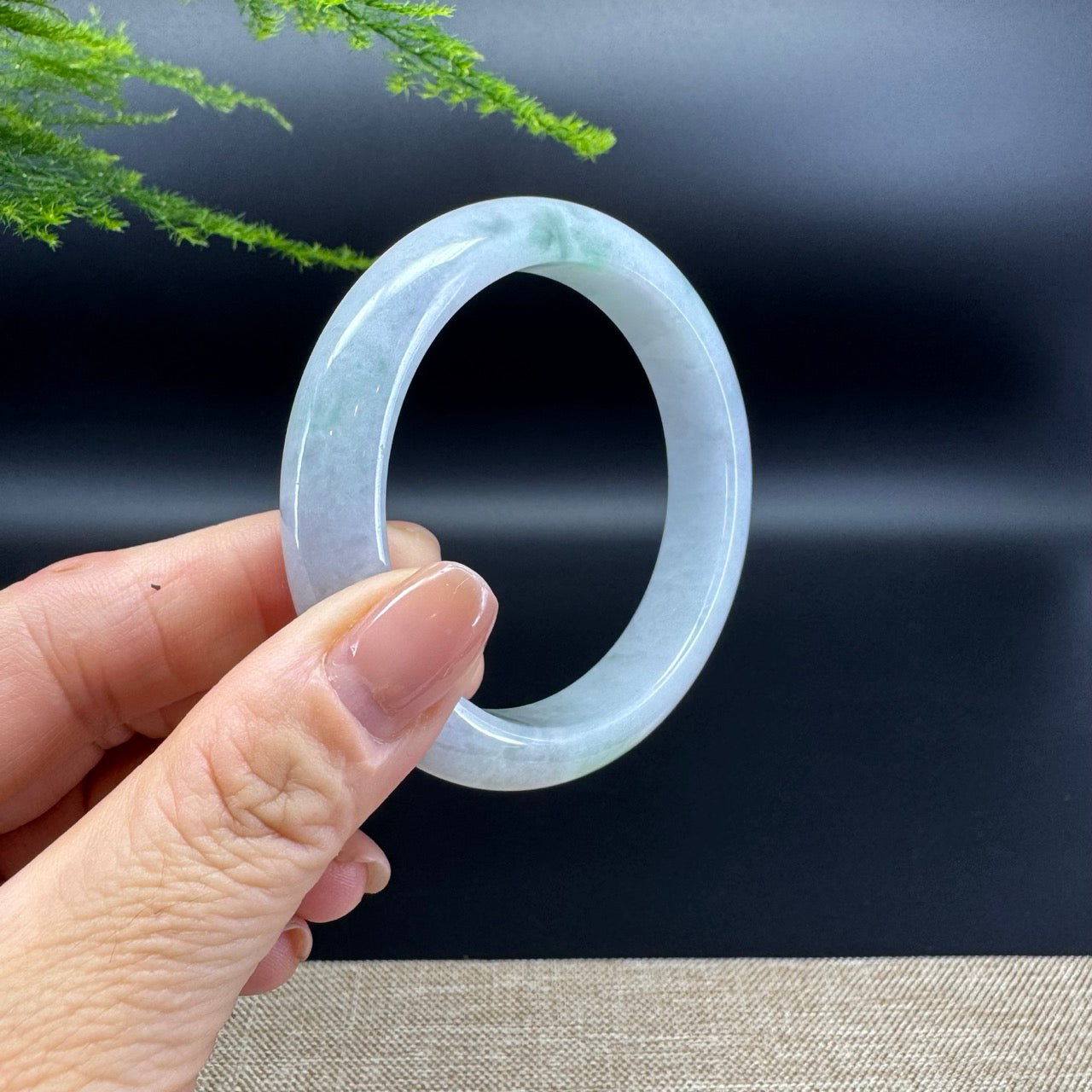 Genuine Burmese Lavender Green Jade Jadeite Bangle Bracelet ( 55.7mm )