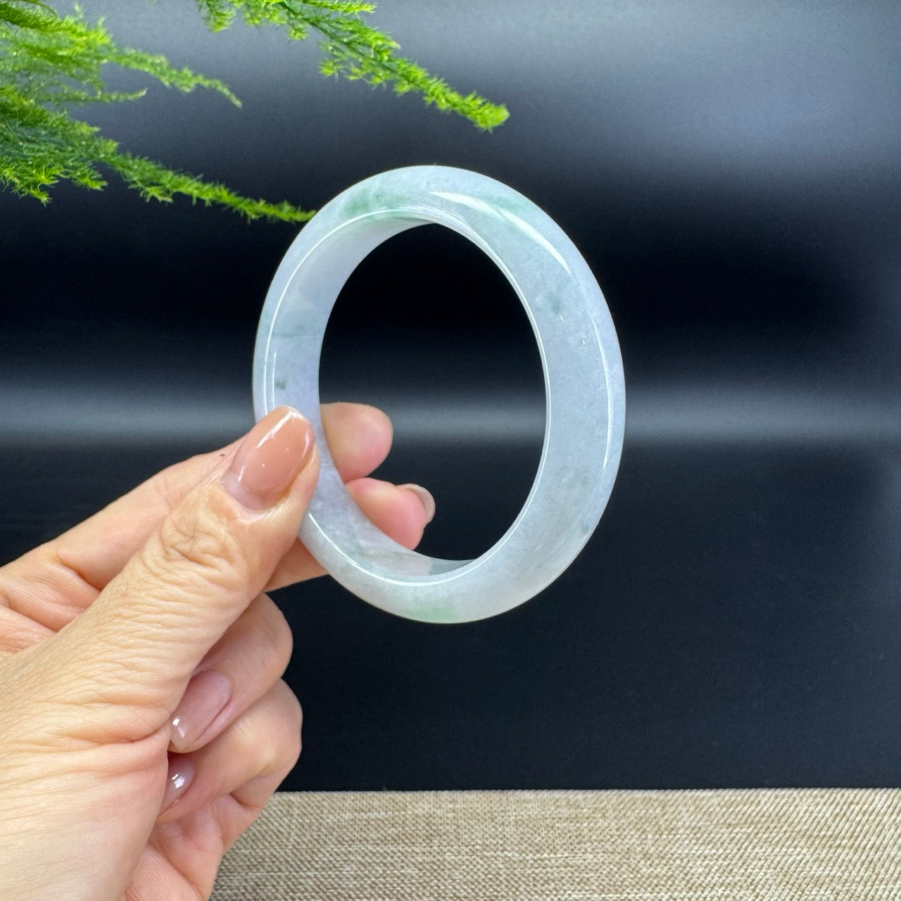 Genuine Burmese Lavender Green Jade Jadeite Bangle Bracelet ( 55.7mm )