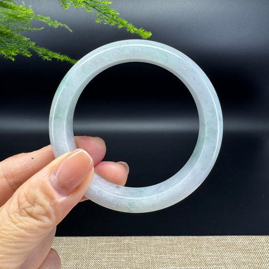 Genuine Burmese Lavender Green Jade Jadeite Bangle Bracelet ( 55.7mm )