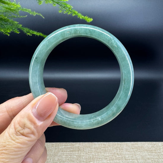 Genuine Burmese Oil Green Jade Jadeite Bangle Bracelet ( 55.8mm )