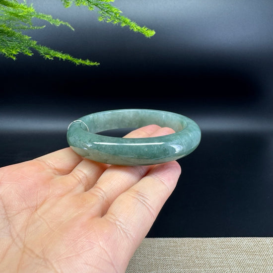 Genuine Burmese Oil Green Jade Jadeite Bangle Bracelet ( 55.8mm )