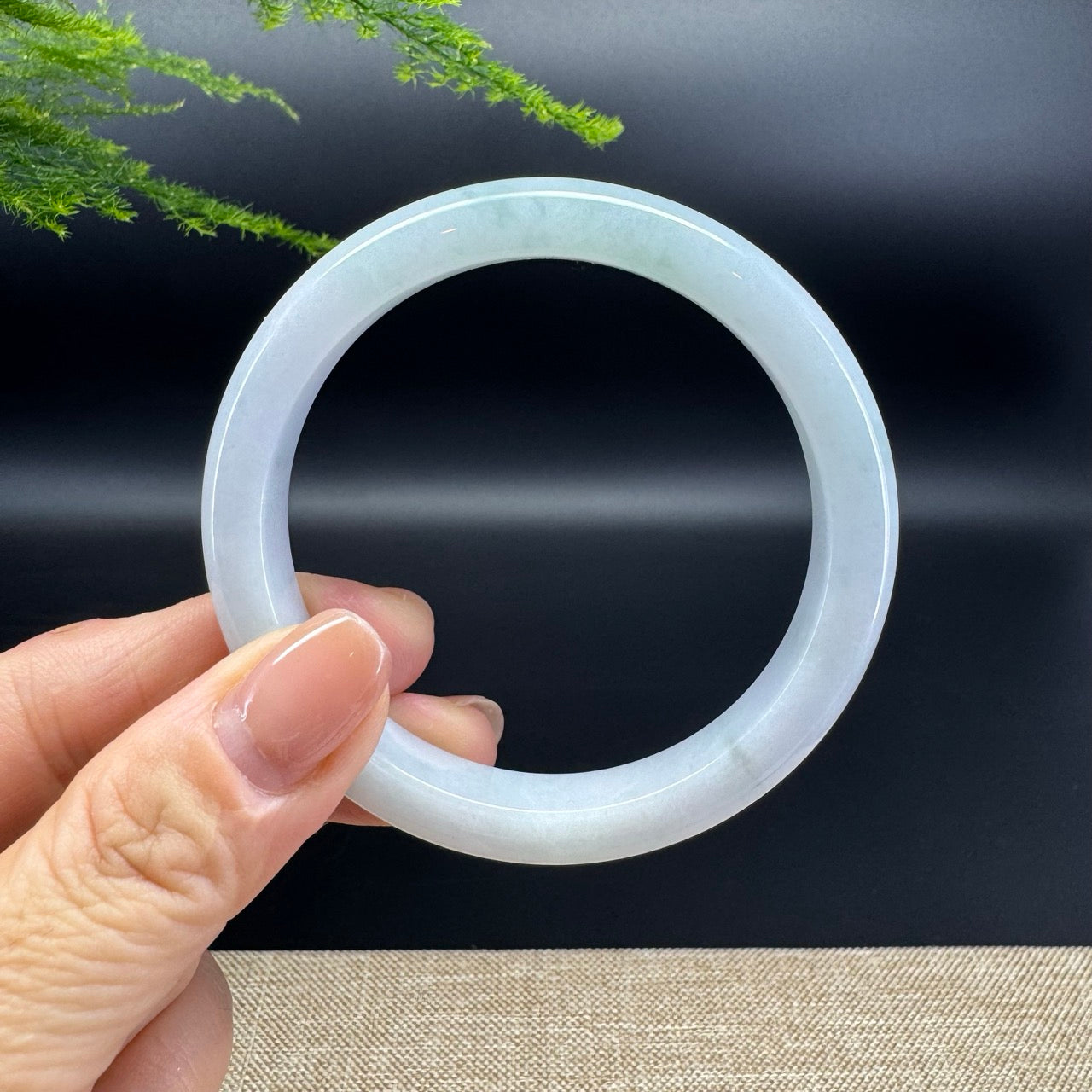 Genuine Burmese Lavender Green Jade Jadeite Bangle Bracelet ( 55.6mm )