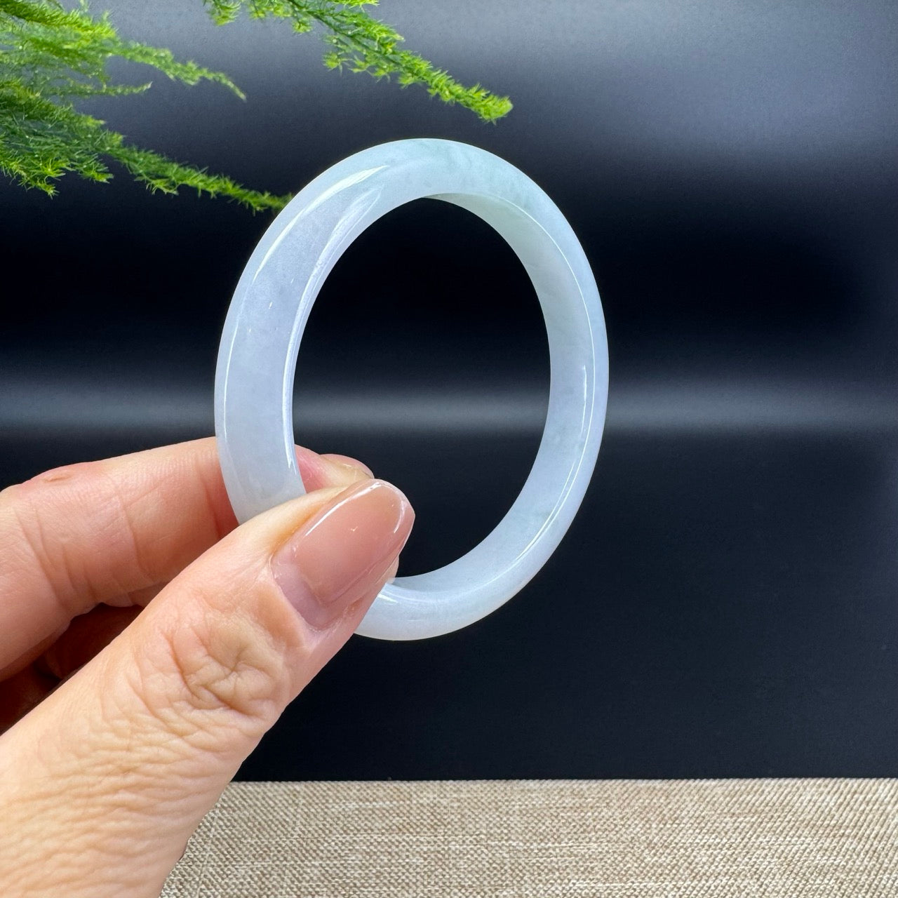 Genuine Burmese Lavender Green Jade Jadeite Bangle Bracelet ( 55.6mm )