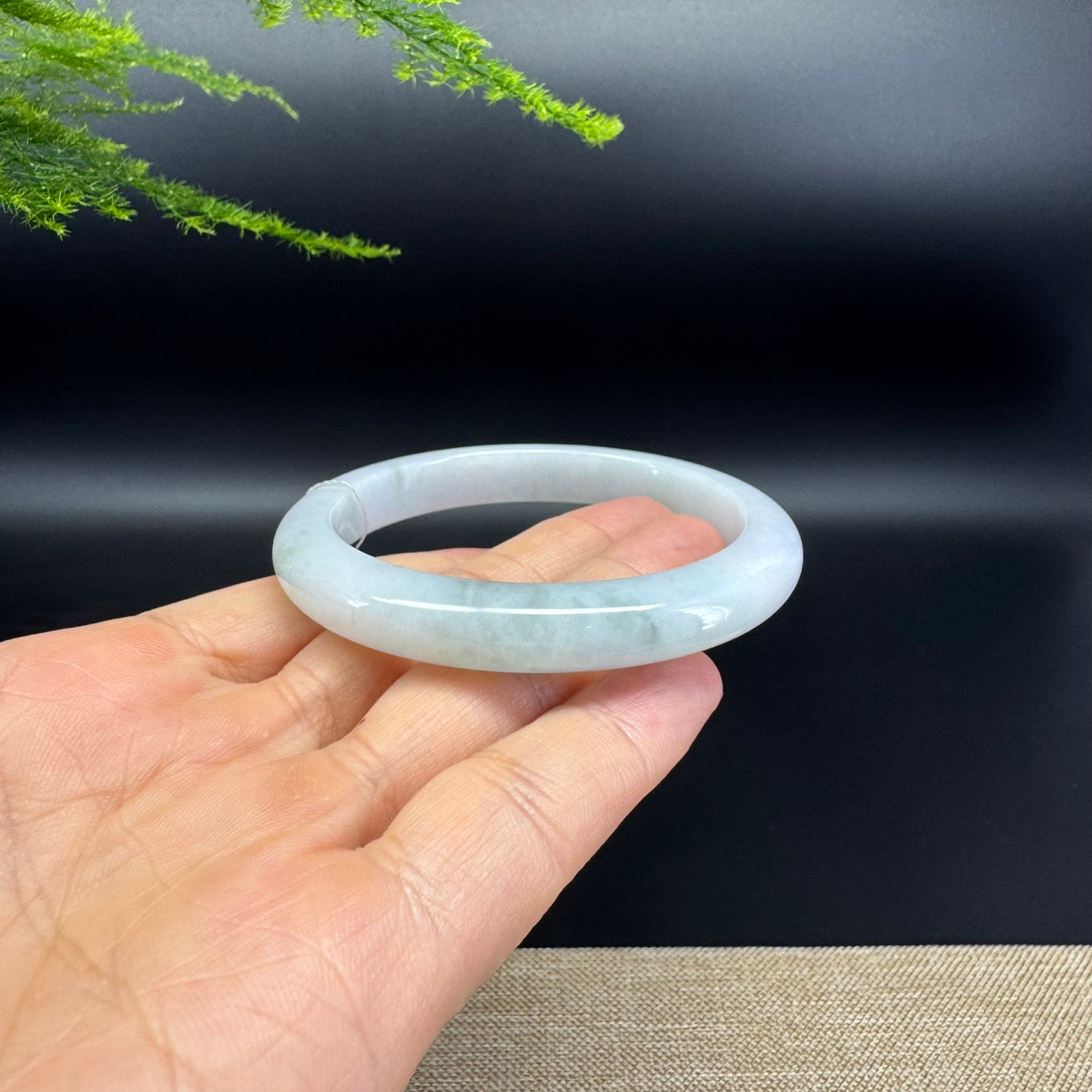 Genuine Burmese Lavender Green Jade Jadeite Bangle Bracelet ( 55.6mm )