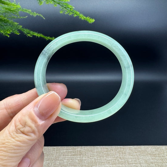 Genuine Burmese Green Black Jade Jadeite Bangle Bracelet (55.3*49.6mm)