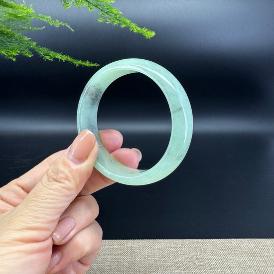 Genuine Burmese Green Black Jade Jadeite Bangle Bracelet (55.3*49.6mm)