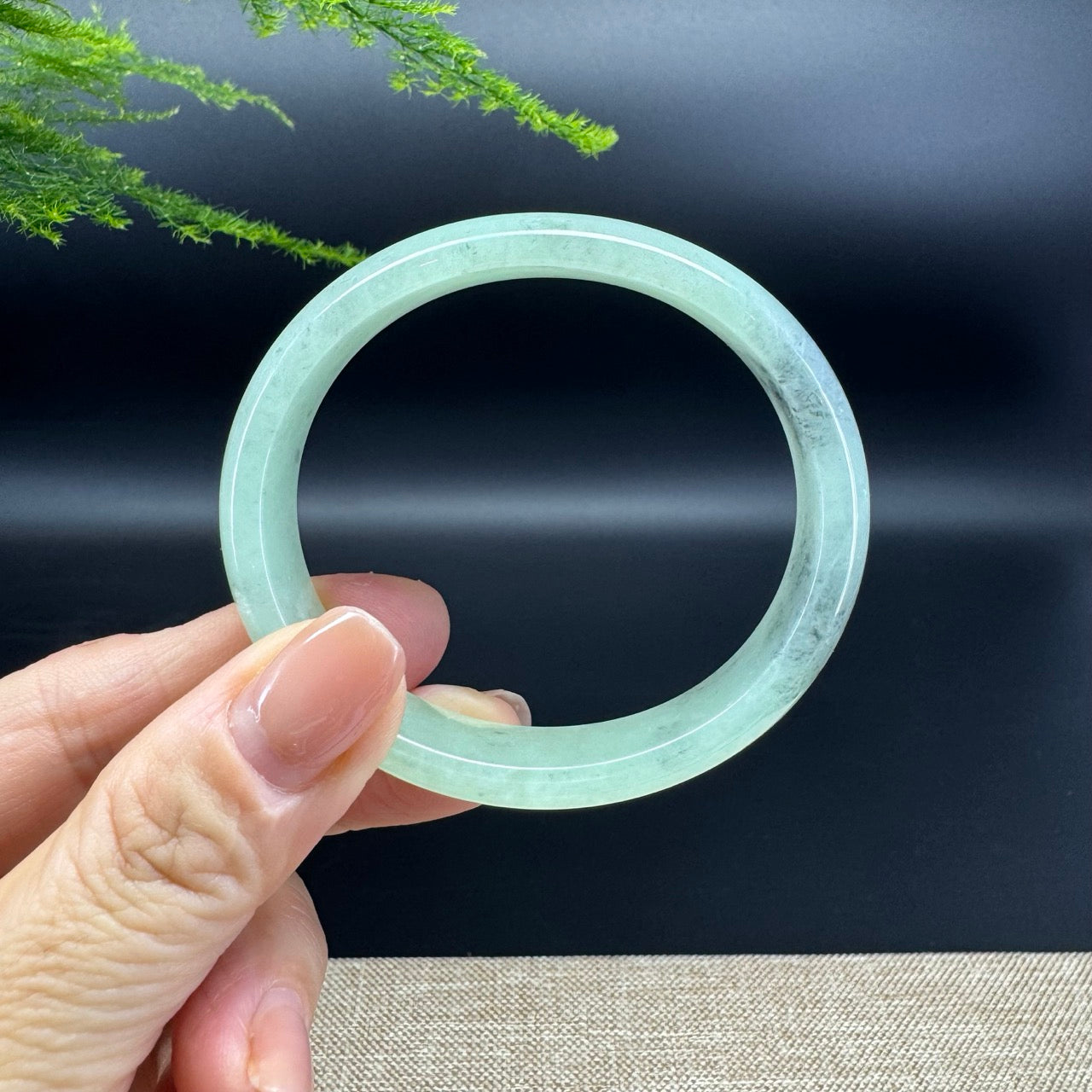 Genuine Burmese Green Black Jade Jadeite Bangle Bracelet (55.3*49.6mm)