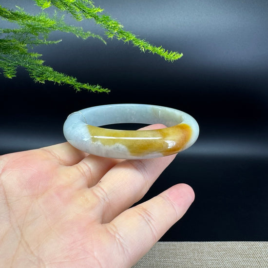 Genuine Burmese Yellow Green Jade Jadeite Bangle Bracelet ( 55.8mm )