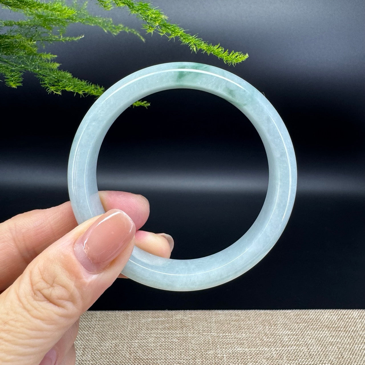 Genuine Burmese Green Jade Jadeite Bangle Bracelet ( 55.6mm )