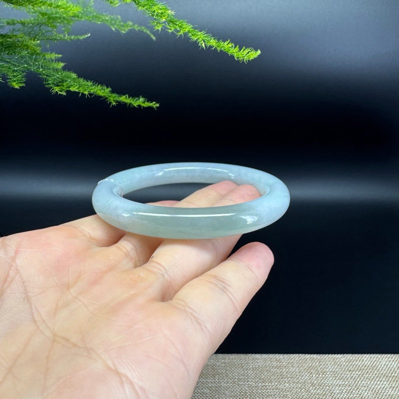 Genuine Burmese Icy Green Jade Jadeite Bangle Bracelet ( 55.5mm )