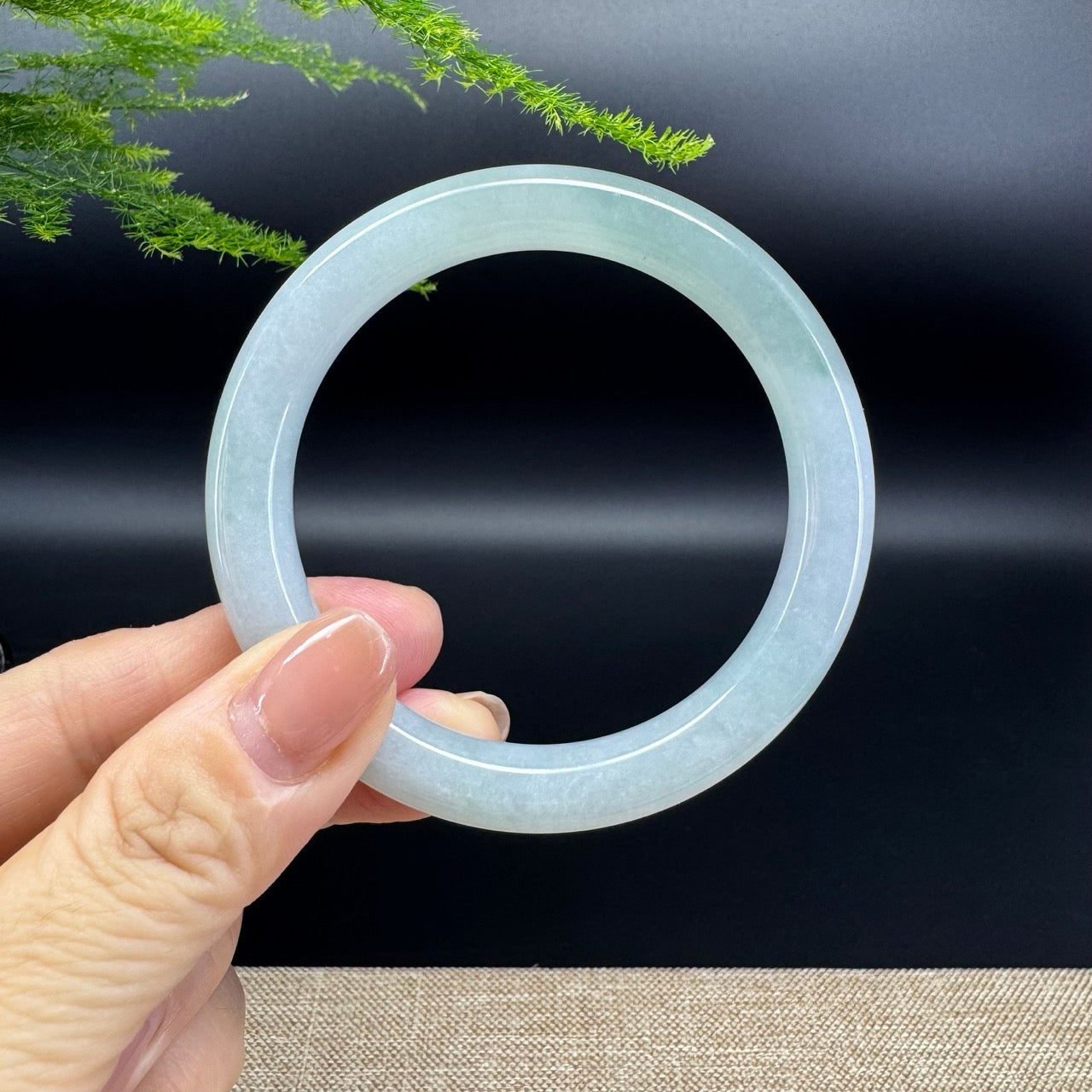 Genuine Burmese Icy Green Jade Jadeite Bangle Bracelet ( 55.5mm )