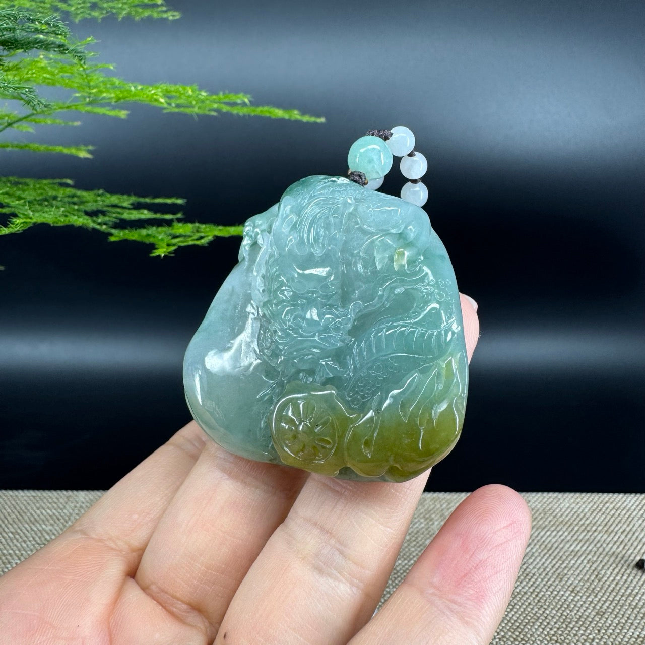 RealJade® Co. Genuine Burmese Jadeite Jade Yellow Green Dragon Pendant Necklace