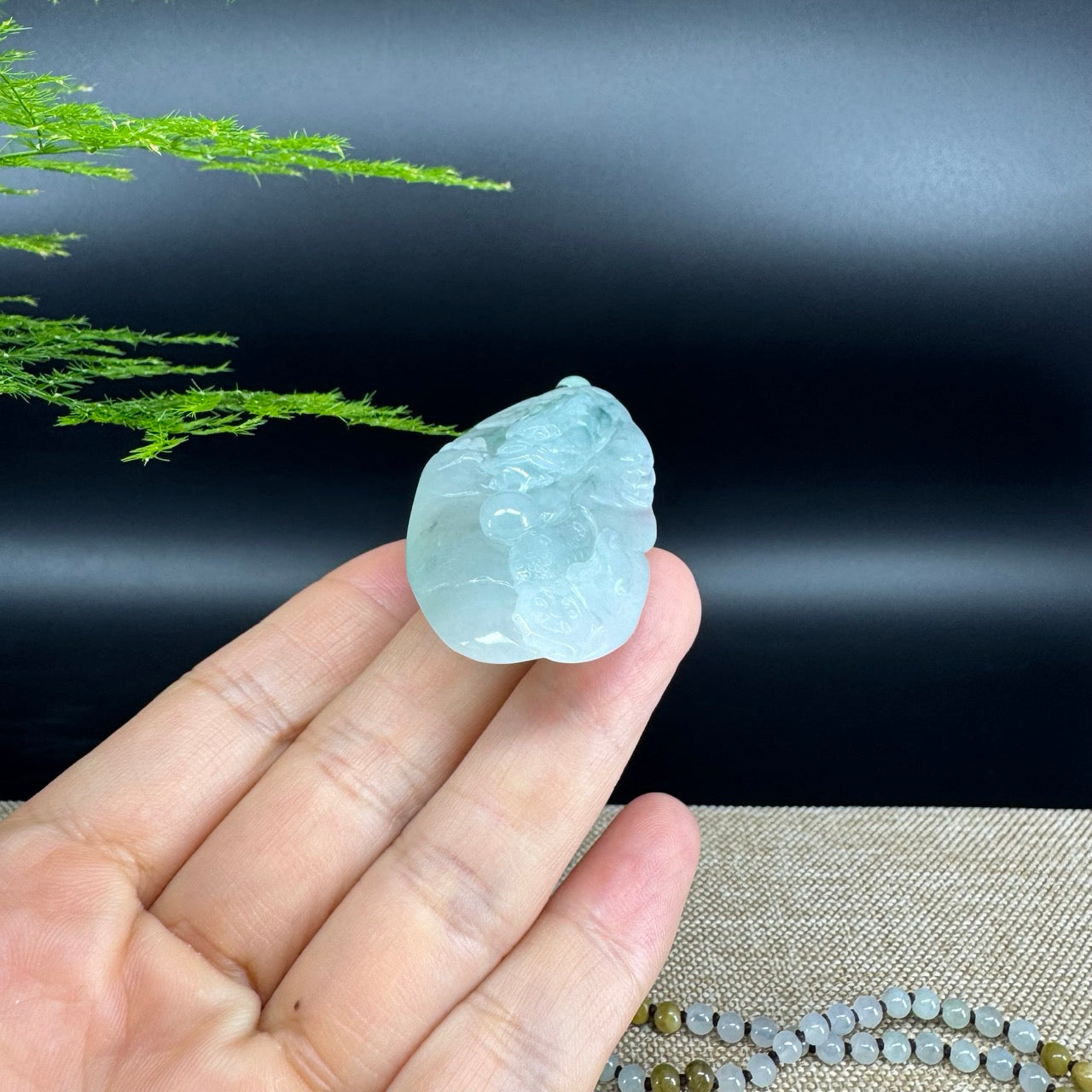 RealJade® Co. Genuine Burmese Jadeite Jade Ice Blue Dragon Pendant Necklace