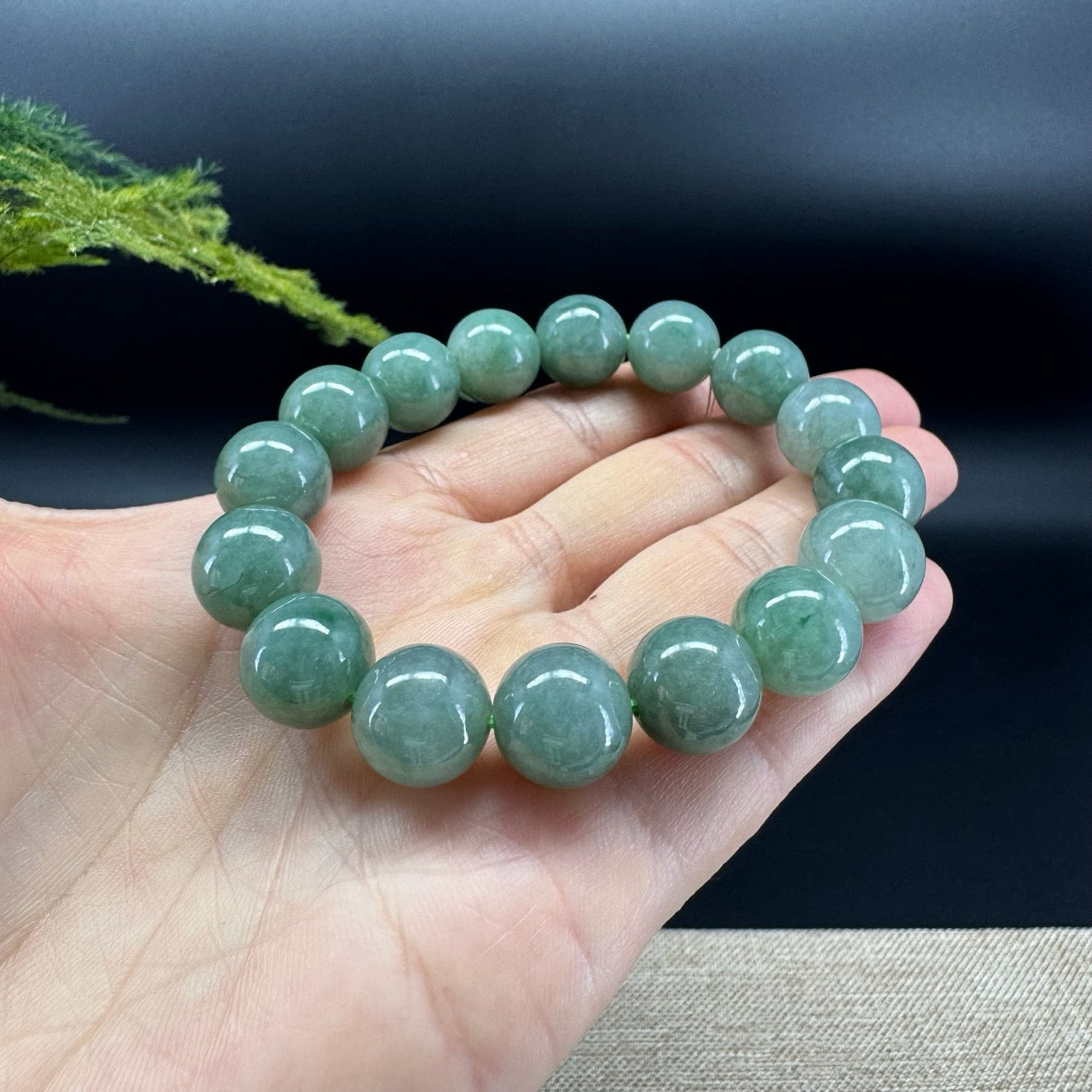 RealJade® Genuine Jadeite Jade Round  Green Beads Bracelet ( 12mm ) For Men