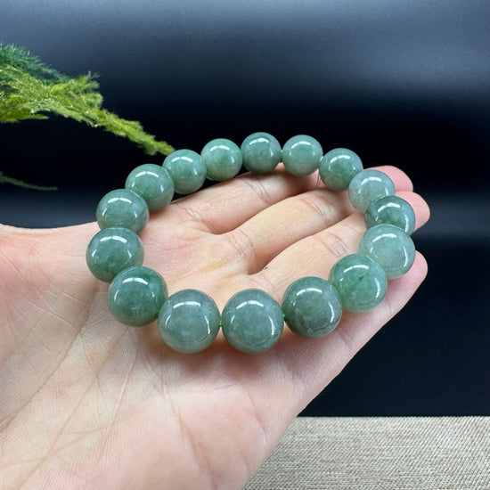 RealJade® Genuine Jadeite Jade Round  Green Beads Bracelet ( 12mm ) For Men
