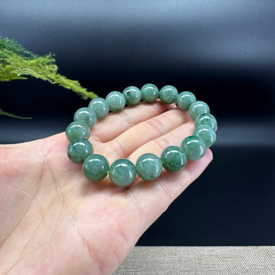 RealJade® Genuine Jadeite Jade Round  Green Beads Bracelet ( 12mm ) For Men