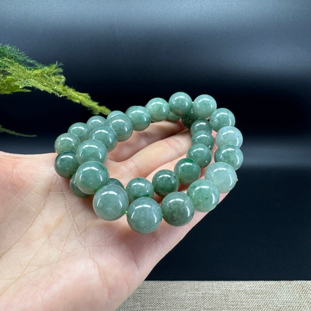 RealJade® Genuine Jadeite Jade Round  Green Beads Bracelet ( 12mm ) For Men