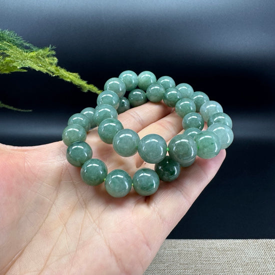 RealJade® Genuine Jadeite Jade Round  Green Beads Bracelet ( 12mm ) For Men
